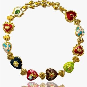 Gold heart choker coquette style necklace Y2K style fashion